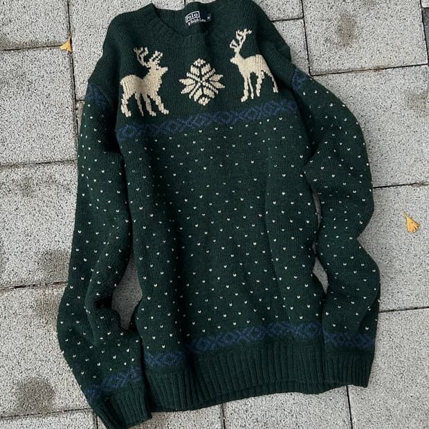 *유일매물* 2000s 폴로 노르딕 하트 딥그린 니트