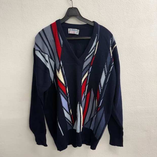 발란타인 캐시미어 100% V넥 아가일 니트 가디건