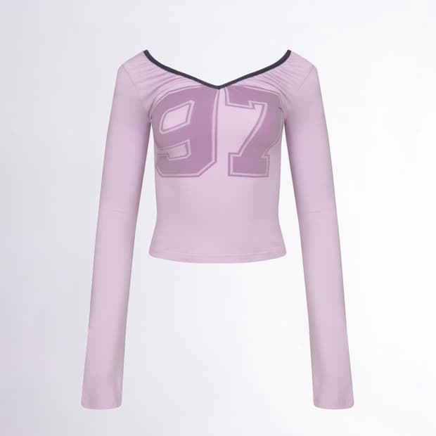 스컬프터 스쿱백 스트랩 탑 라이트퍼플 / 롱슬리브 연보라 셔링