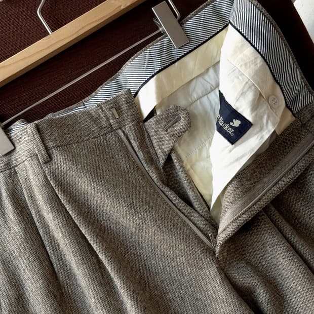 Tweed design 2 tuck wide slacks