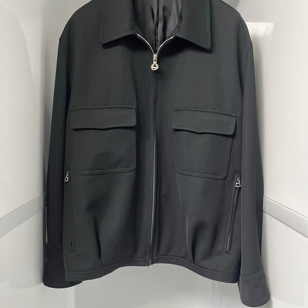 솔리드옴므 25fw 블랙 블루종 아웃 셔츠 48사이즈