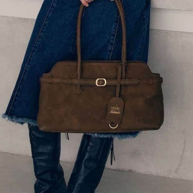 새상품) 로라로라 BUCKLE TOTE BAG BROWN