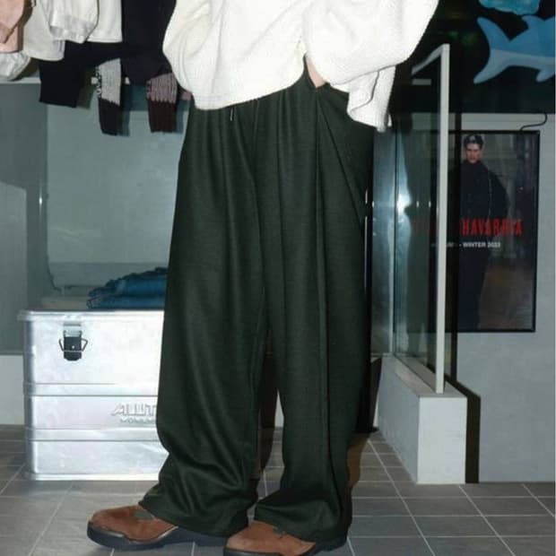 안셀름 울저지 스트레이트 팬츠 그린 2