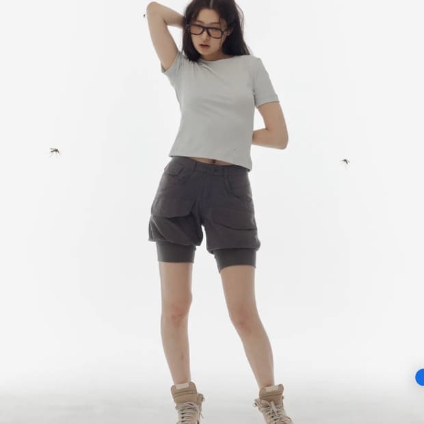 구미코 SAND WASHED CAPRI SHORT PANTS KHAKI