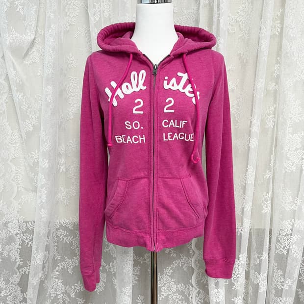 S) 홀리스터 핑크 후드집업 y2k