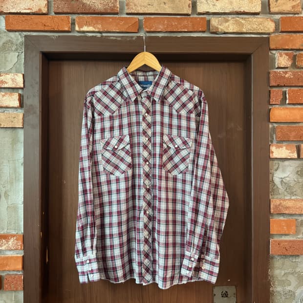 90s 랭글러 체크 웨스턴셔츠