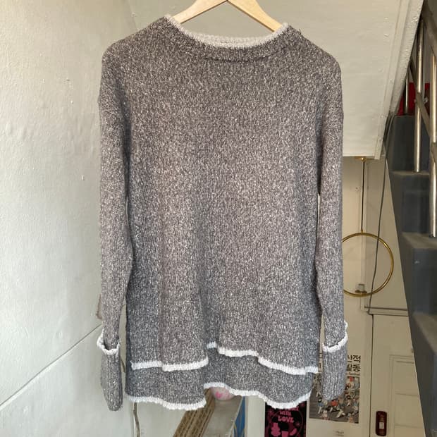 빈티지 그레이 레이어드 니트