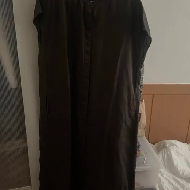 무인양품 리넨 슬리브리스 원피스 M-L 브라운