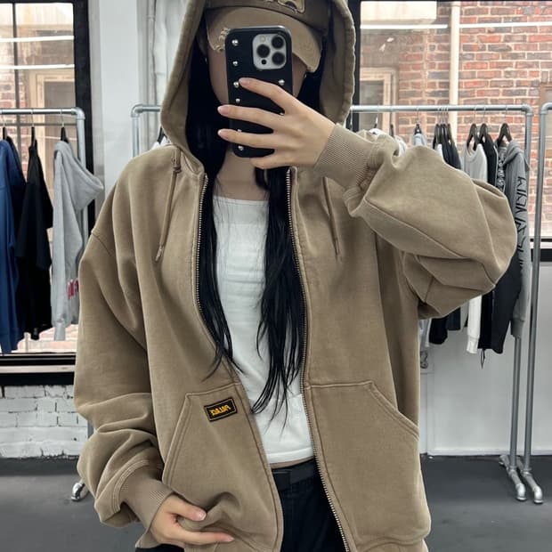 팔라스 피그먼트 브라운 후드집업