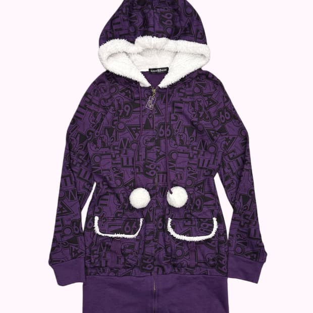 SUGAR BABE violet pompom hood zip-up