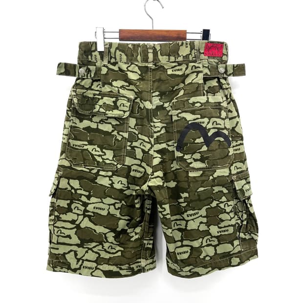 [Evisu] 에비수 재팬 카모패턴 카고 버뮤다팬츠