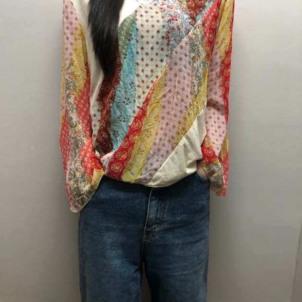 빈티지 히피 패치워크 탑