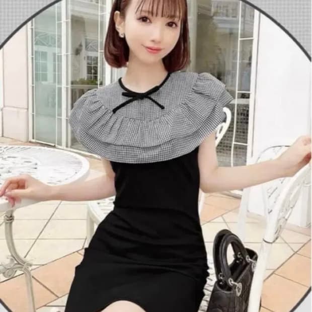 미셸마카롱 깅엄 프릴 원피스 스나계