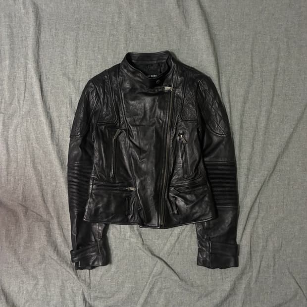 vintage black leather jacket