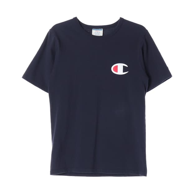 챔피온 네이비 스몰 로고 무지 반팔티 S