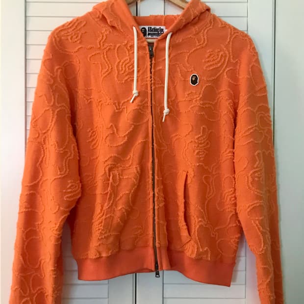 베이프 네온 카모 자카드 후드집업 오렌지