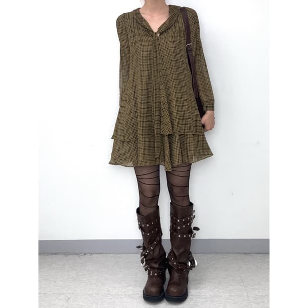 빈티지 체크 원피스