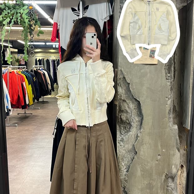 키르시 투웨이 크롭 후드집업 크림 #csz1937