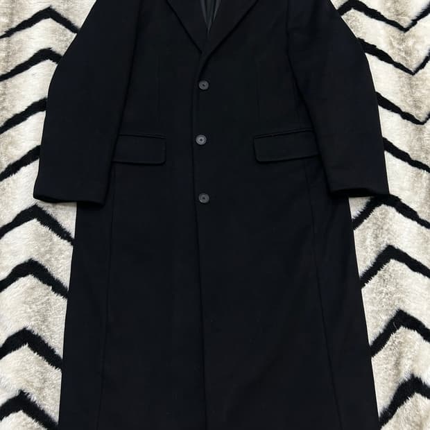 [XL]무신사스탠다드 캐시미어 블렌드 대디 숄더 롱코트/블랙