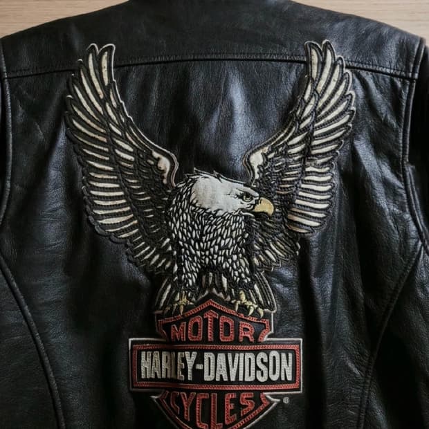 할리데이비슨 이글 패치 소가죽 바이커 자켓