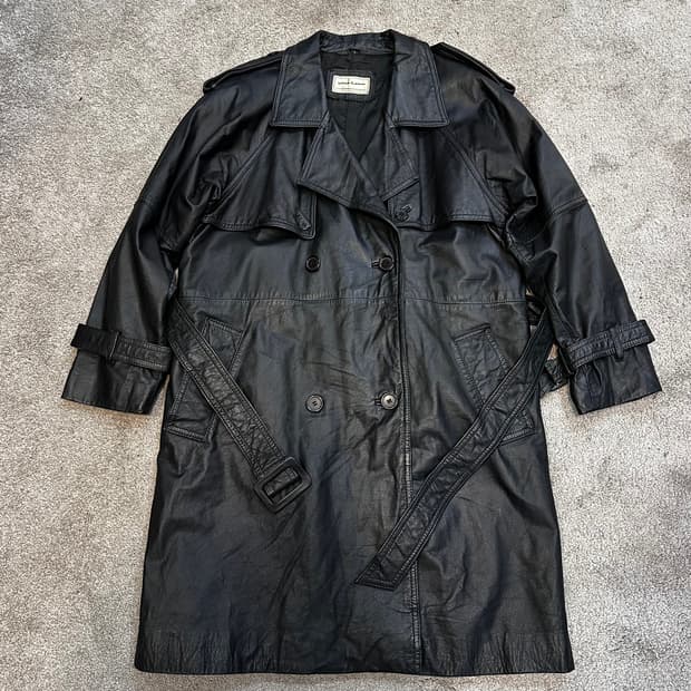 Mia Carna 빈티지 소가죽 트렌치 코트 자켓L