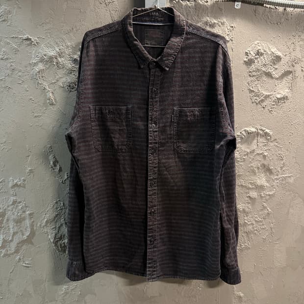 L 리바이스 LEVIS 투포켓 스트라이프 셔츠 브라운