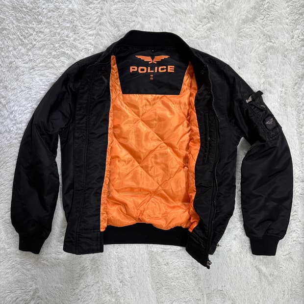 POLICE 블랙 봄버 자켓 90(S)