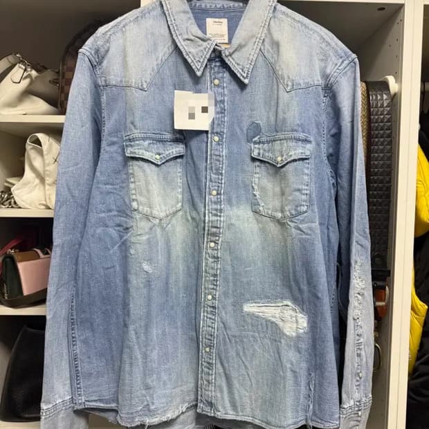 [4]비즈빔 24SS 소셜 스컬프처 데님 셔츠 크래쉬