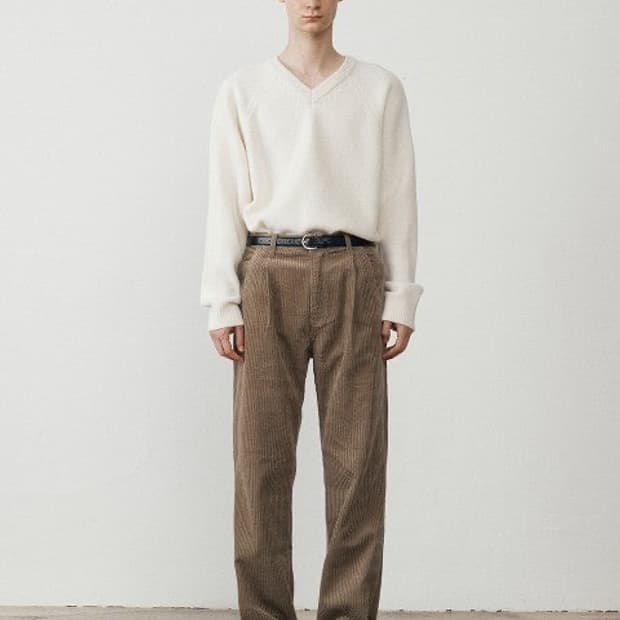 던스트 헤비 코듀로이 턴업 와이드 팬츠 샌드 베이지
