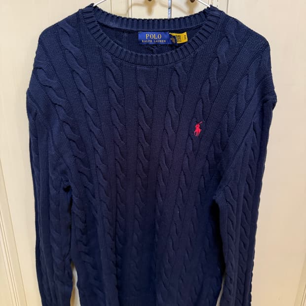 폴로 랄프로렌 네이비 꽈배기 니트 M
