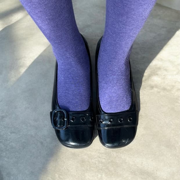 빈티지 캠퍼 벨트장식 에나멜 플랫슈즈