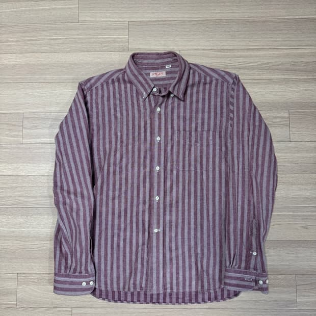 슈가케인 라이트 빈티지 텍스처 스트라이프 셔츠 L 