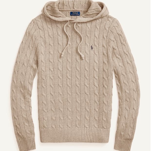 폴로 랄프로렌 맨 코튼 꽈배기 후드 스웨터