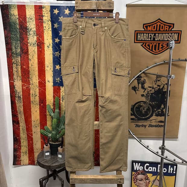 00s 리바이스 재팬라인 퍼플스티치 카고 데님팬츠 메탈버튼 N758