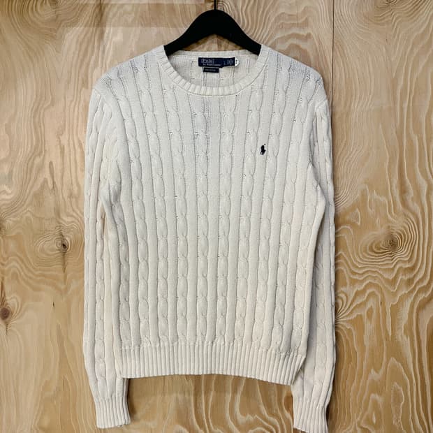 폴로 랄프 로렌 QR 라벨 케이블 니트