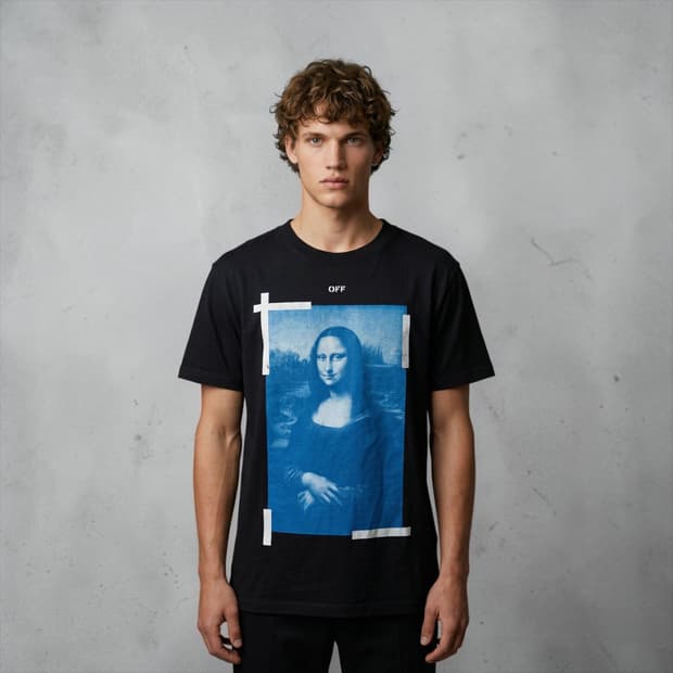 L/ 오프화이트 빈티지 모나리자 라운드 반팔