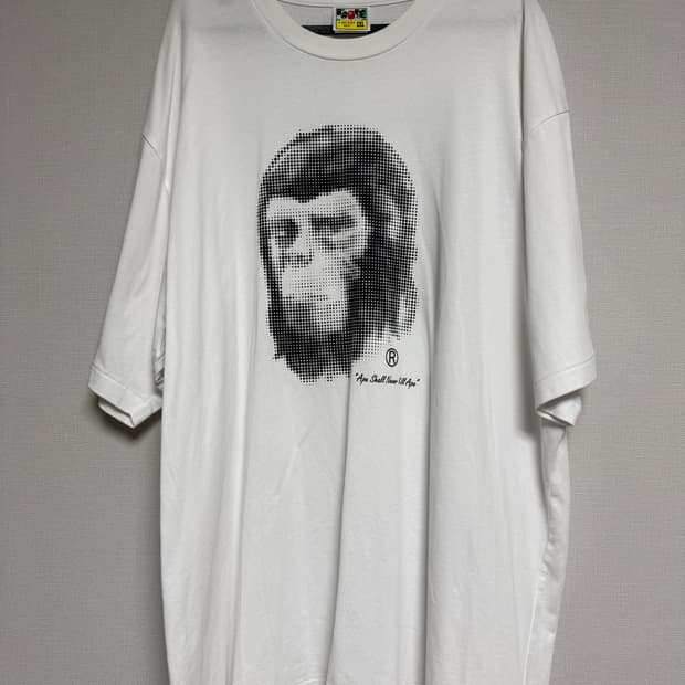 베이프 픽셀 코믹 에이프 헤드 릴렉스드 핏 티셔츠 화이트 2XL