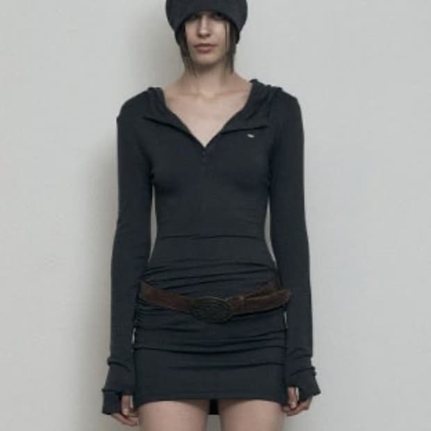보헤미안서울 hooded mini dress charcoal