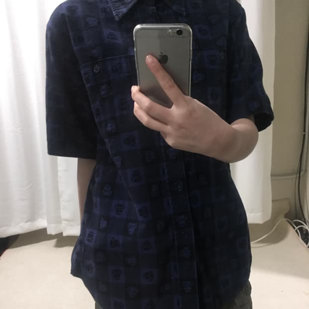 베이프 네이비 블루 반팔 셔츠