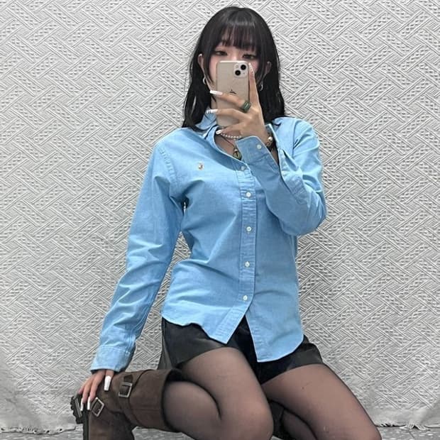 폴로 랄프로렌 빈티지 캐주얼 슬림핏 스카이블루 셔츠 S C11017