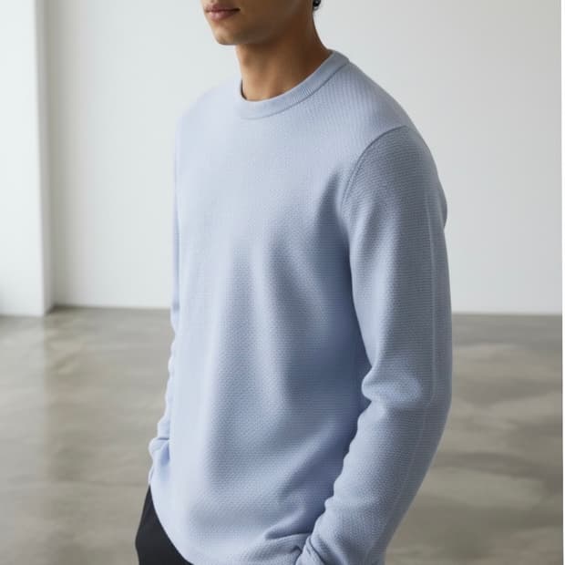 M/ 띠어리 와플패턴 크루넥 스웻니트