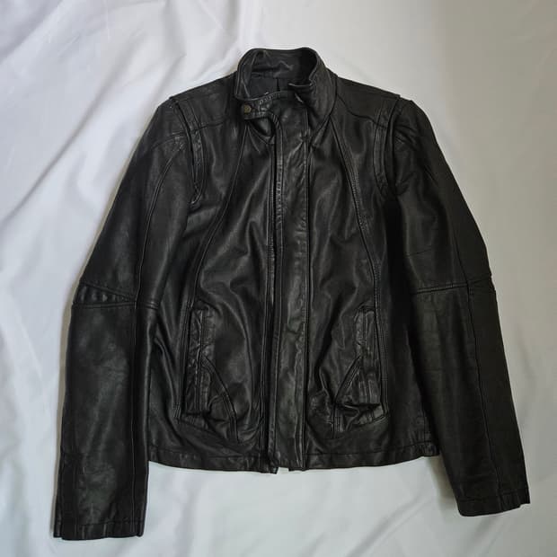 Lambskin 리얼레더 양가죽 하이넥 바이커 레더자켓 빈티지 95