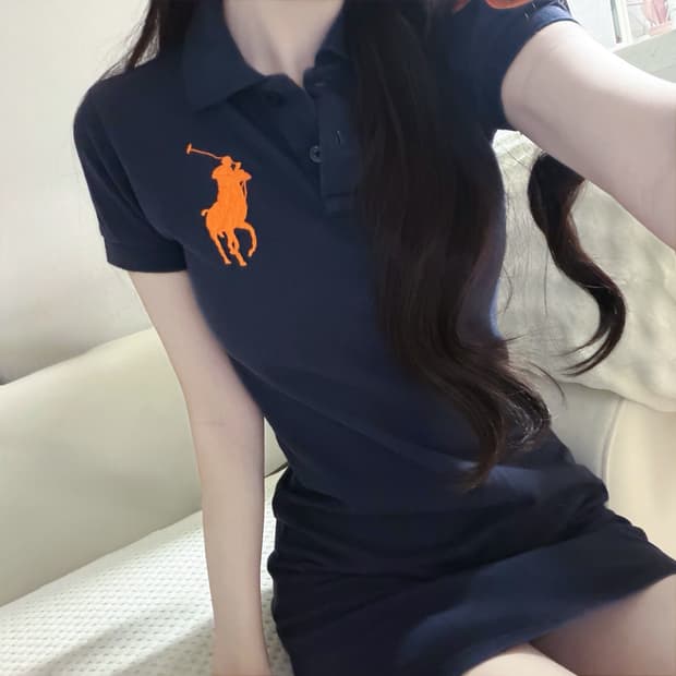 폴로 랄프로렌 네이비 오렌지 빅포니 카라 원피스 s