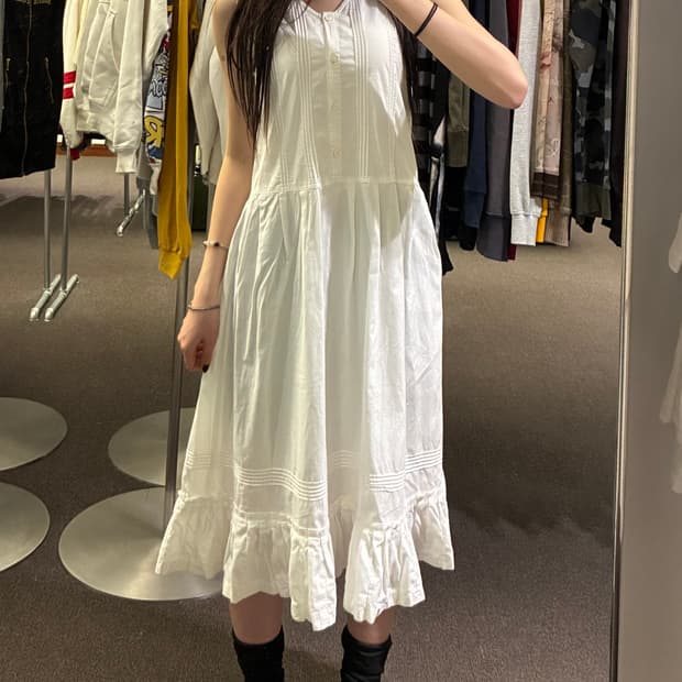 M)Japanese vintage 여성 플리츠 나시 원피스(이염)