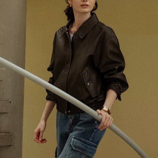 틸아이다이 레더 블루종 자켓 브라운