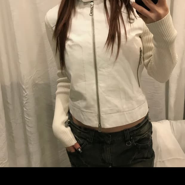 Marella 마렐라 화이트 레더 자켓