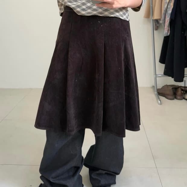 피쉬룸 asfishroom 벨벳 브라운 스커트