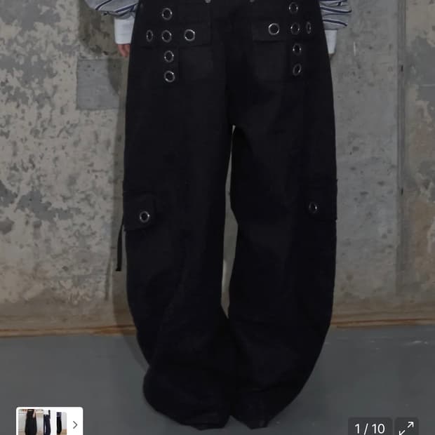 팬시클럽 크로스 포켓 카고 팬츠 블랙