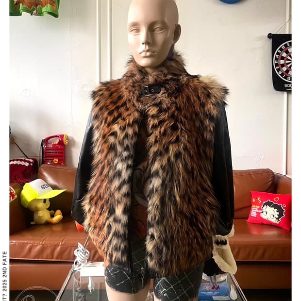 Real Leopard Raccoon Fur Lambskin Jacket