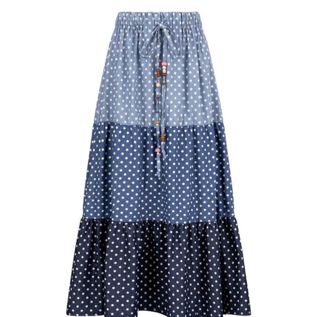 구해요)) 샵페어리 도트 데님 스커트 